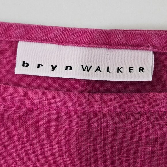 Bryn Walker Linen Tunic Top Sz Medium Fuchsia Pink Long Sleeve Lagenlook - Picture 5 of 10